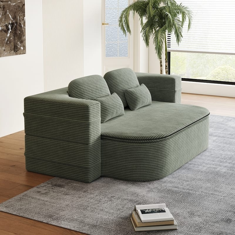 Folding Mattress Sofa with Fixed Shape Frame Convertible Sleeper Foam Sofa Bed with Blanket