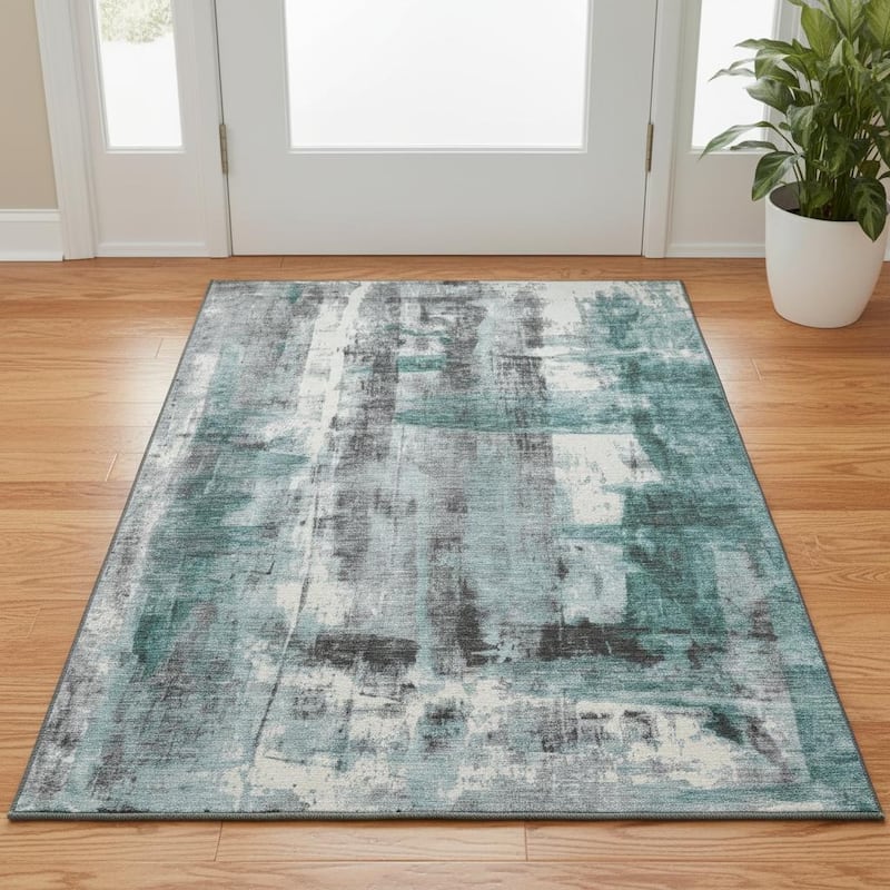 HomeRoots Abstract Transitional Rectangle Area Rug - 3' X 5' - 3' X 5'