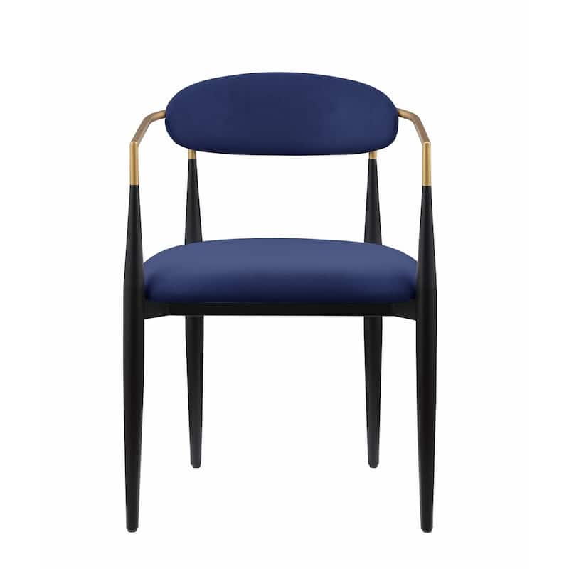 Black and Gold/Blue Fabric Upholstered Metal Frame Dining Chair, Set of 2, Sturdy Dining Chair for Dining Rooms - 22.75