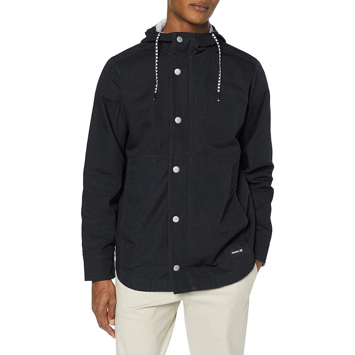 Shop Hurley Men S Jacket Deep Black Size Xl Button Up Hooded