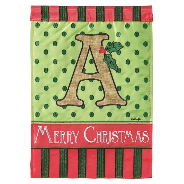 Monogram Merry Christmas Holly "A" Garden Flag 13" x 18" - N/A