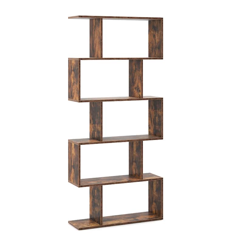 5-Tier Bookshelf with Anti-Toppling Device for Living Room Home Office - 27.5" x 9.5" x 62.5"
