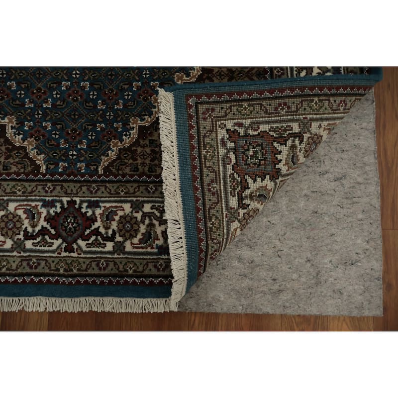 Hand Knotted Oriental 100% Wool Carpet Traditional Floral Navy Blue & Blues Tabriz-Mahi Area Rug - 5' 9'' X 3' 9''