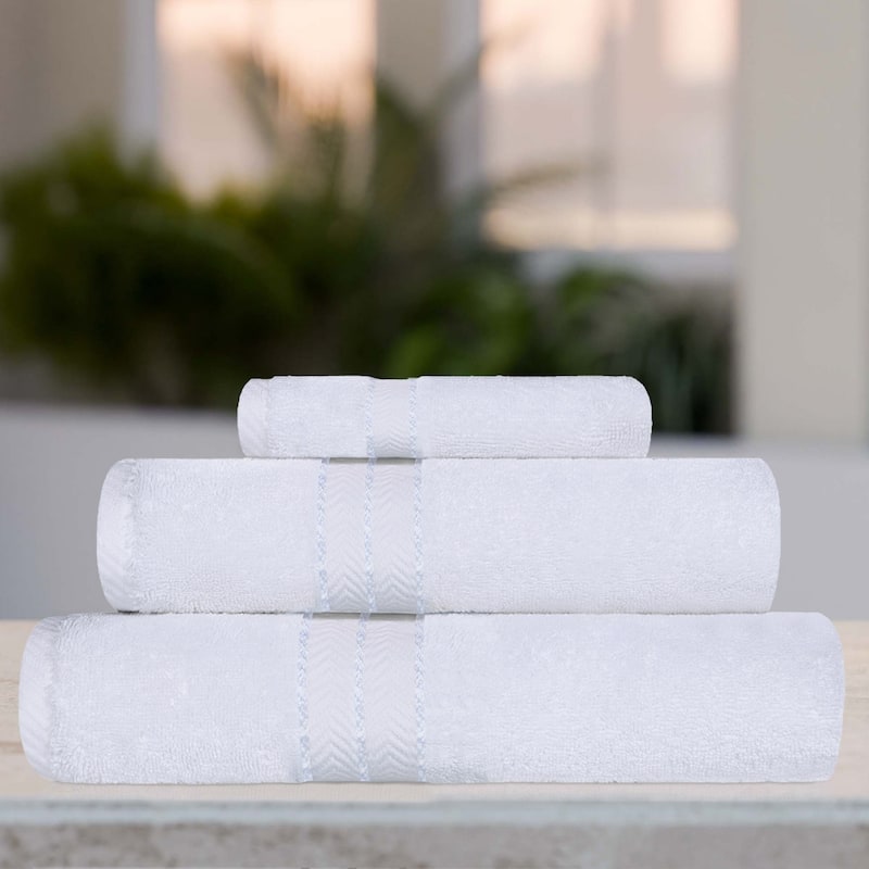 Turkish Cotton 3 Piece Absorbent Heavyweight Towel Set by Superior - White