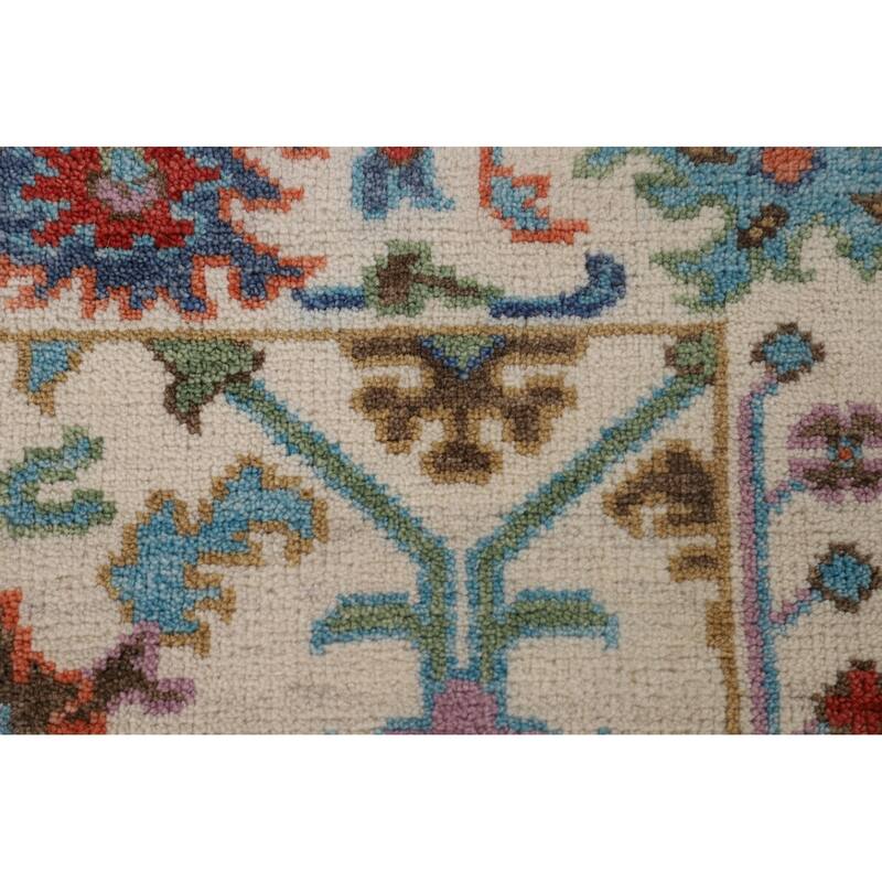Ivory Floral Oushak Oriental Accent Rug Handmade Wool Carpet - 3'1"x 4'10"