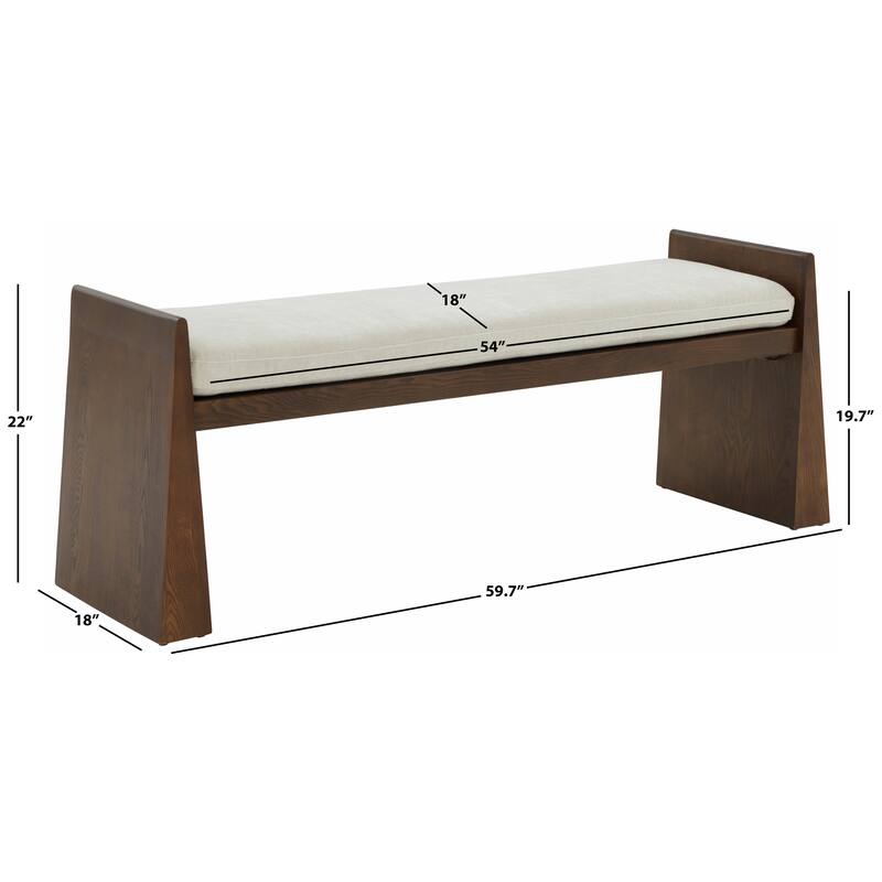 SAFAVIEH Couture Alecsandra Wood Bench - 60 In W x 18 In D x 22 In H - 60Wx18Dx22H
