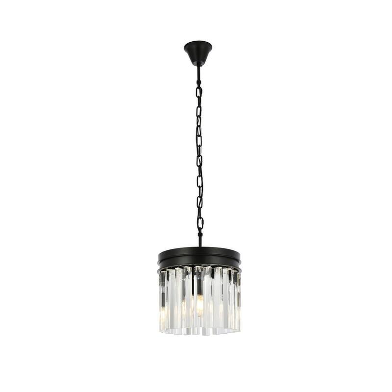 Royce Edge 3-Light Matte Black Pendant - matte black (royal cut clear crystals)
