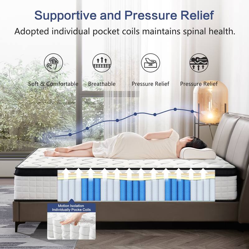 Qemnx 12 Inch Hybrid Gel Memory Foam Mattress