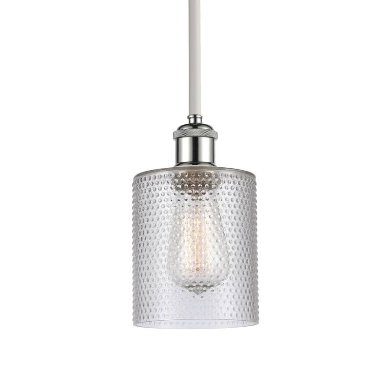 Innovations Lighting 516-1S-8-5 Cobbleskill Pendant Cobbleskill 5" - Clear / White and Polished Chrome