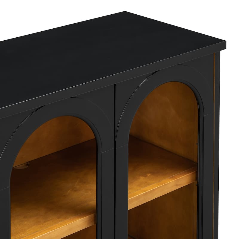 4-Door Large Storage Buffet Cabinet with Glass Doors