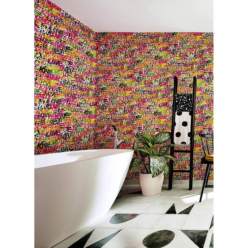 Indio Chartreuse Love Scribble Wallpaper