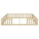 preview thumbnail 24 of 45, Twin Size Kids Bed Frame, Double Twin Floor Bed with Fence Guardrails