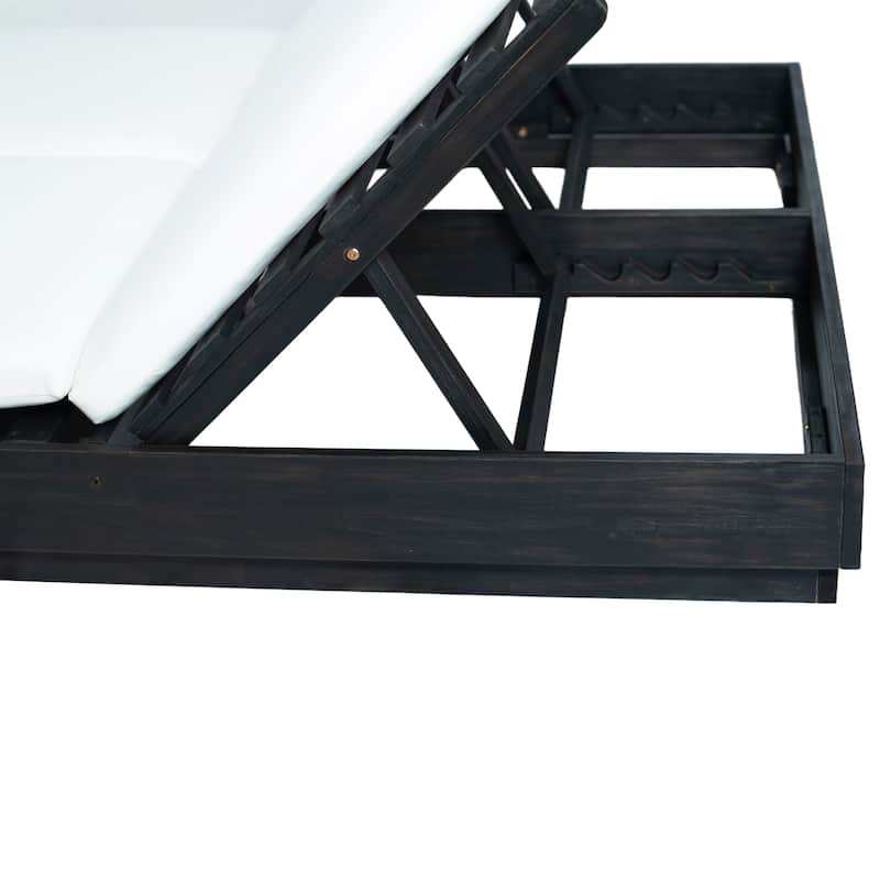 Christopher Knight Home - Xena Outdoor 1-Piece Acacia Wood Double Sunlounge with Adjustable Backrest & Removable Cushion