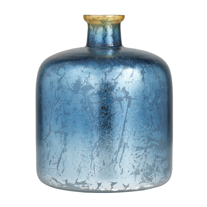 White or Blue Glass Vase with Gold Rim