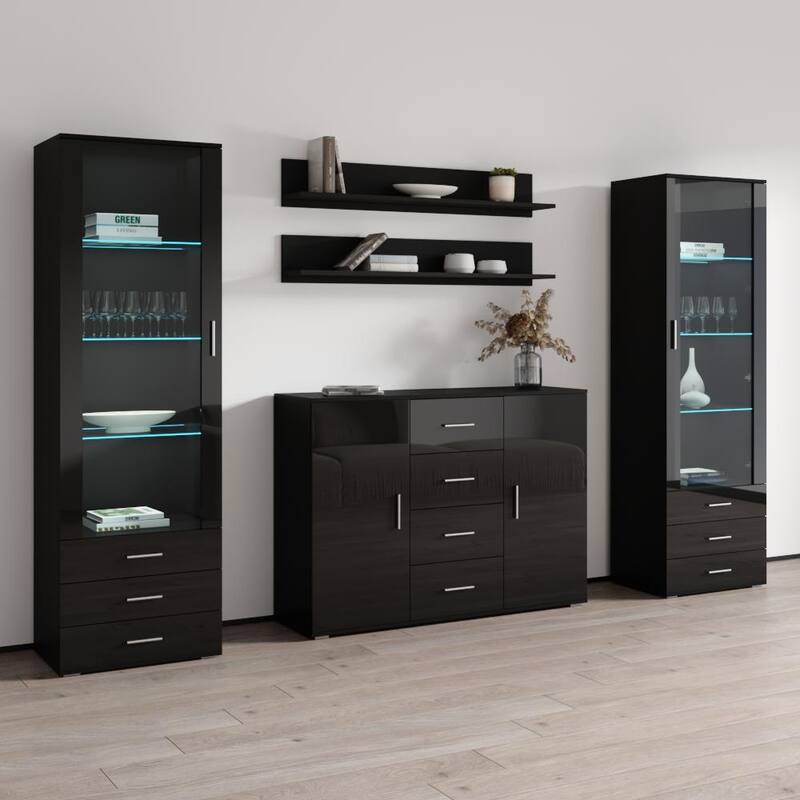 Soho 3 Modern Wall Unit Entertainment Center with LED Lights