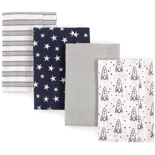 slide 1 of 1, Hudson Baby Infant Boy Cotton Flannel Burp Cloths 4pk, Rocket Ship, One Size - Rocket Ship - One Size One Size - Rocket Ship