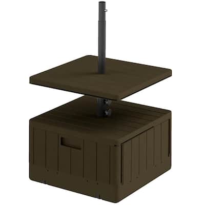 HDPE and Metal Patio Umbrella Base with Lid Height-Adjustable Table Tray Fillable with Sand Mobile Stand Fits