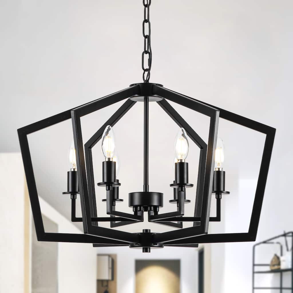 6-Light Classic Candlestick Hanging Linear Chandelier Lighting for Kitchen Island