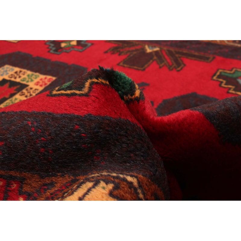 ECARPETGALLERY Hand-knotted Baluch Red Wool Rug - 3'5 x 6'7
