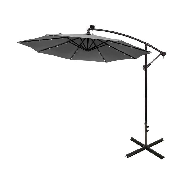Lucent 10' Cantilever Patio Umbrella with Solar LED Lights - Gray