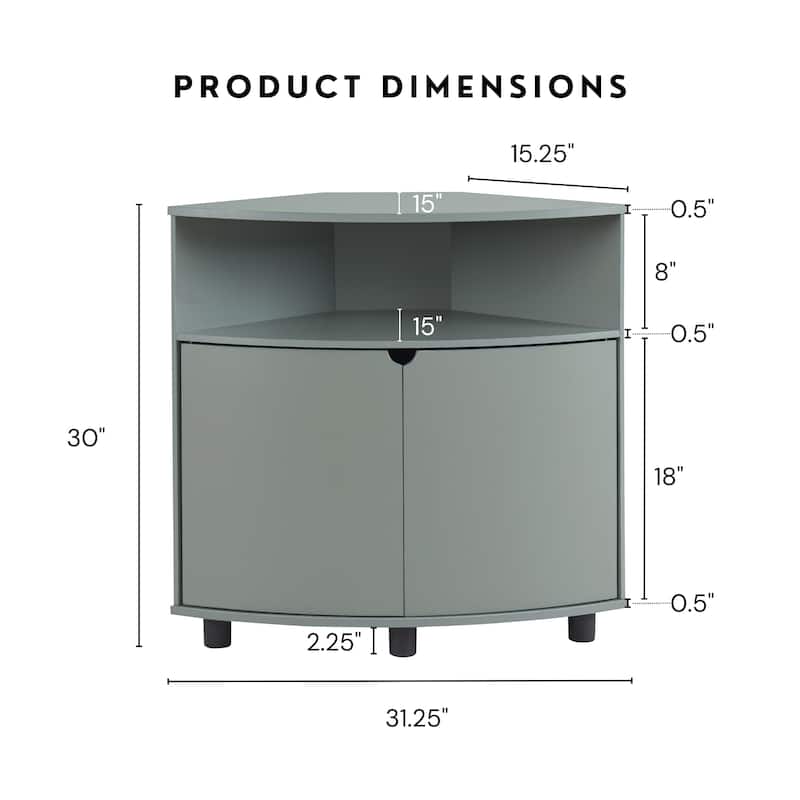 DH BASIC Modern 31-inch LED Corner Accent Cabinet with Open Shelf by Denhour