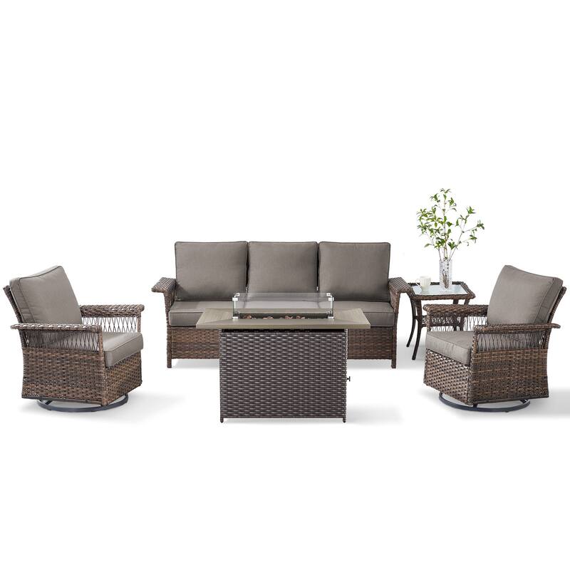 Pocassy 41 in Fire Pit Table with Patio Sofa Chair Funiture