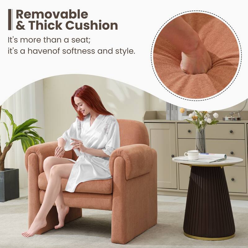 Modern Cloud Velvet Accent Chair with Removable Cushion for Living Room