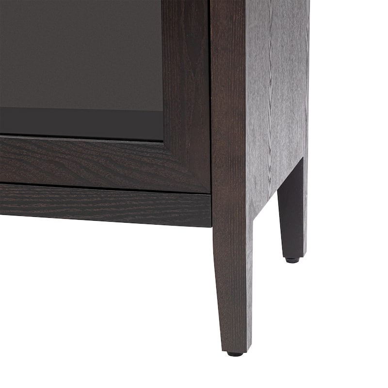 Modern MDF Storage Cabinet with Tempered Glass Doors and Adjustable Shelf for Living Room & Entryway