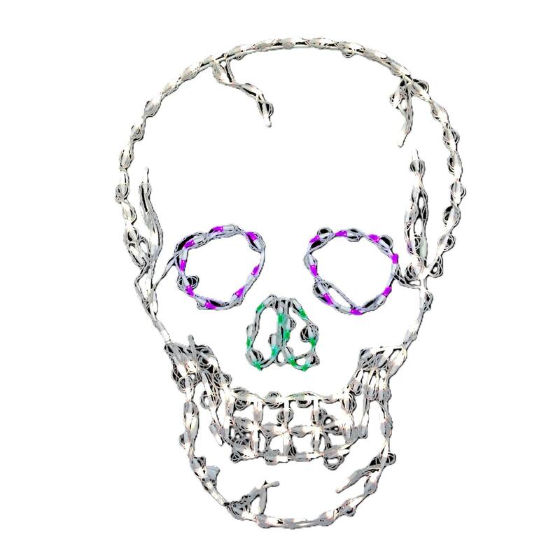 LED Lighted Skull Outdoor Halloween Decoration - 36"