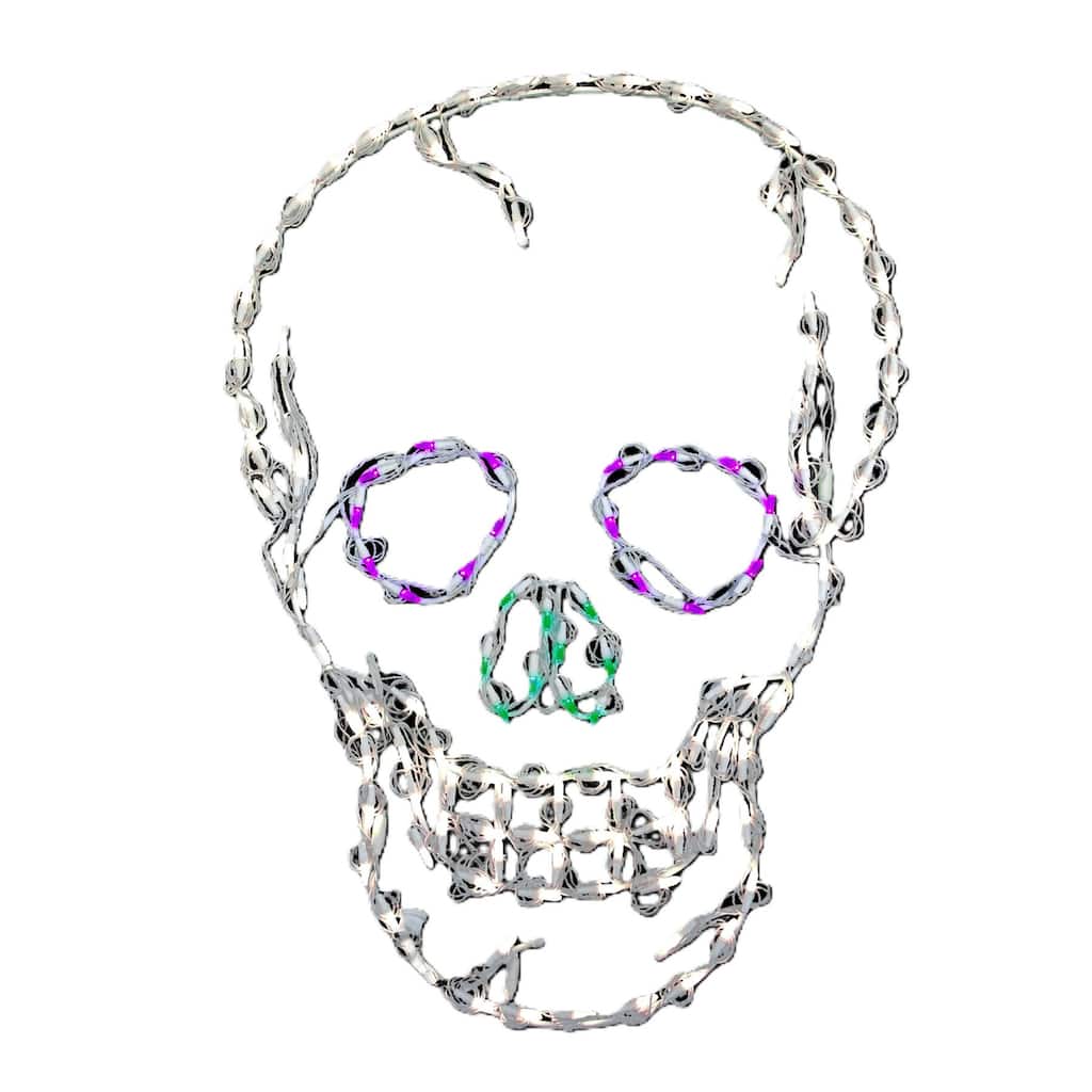 LED Lighted Skull Outdoor Halloween Decoration - 36"