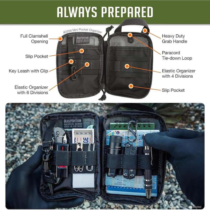 Lightweight Durable Mini Pocket Organizer MOLLE Pouch, Wolf Gray