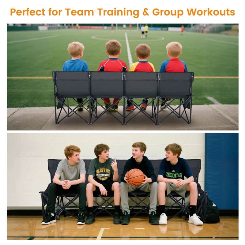 Portable Folding Soccer Benches for Team, 4/6/9 Seats with Carry Bag