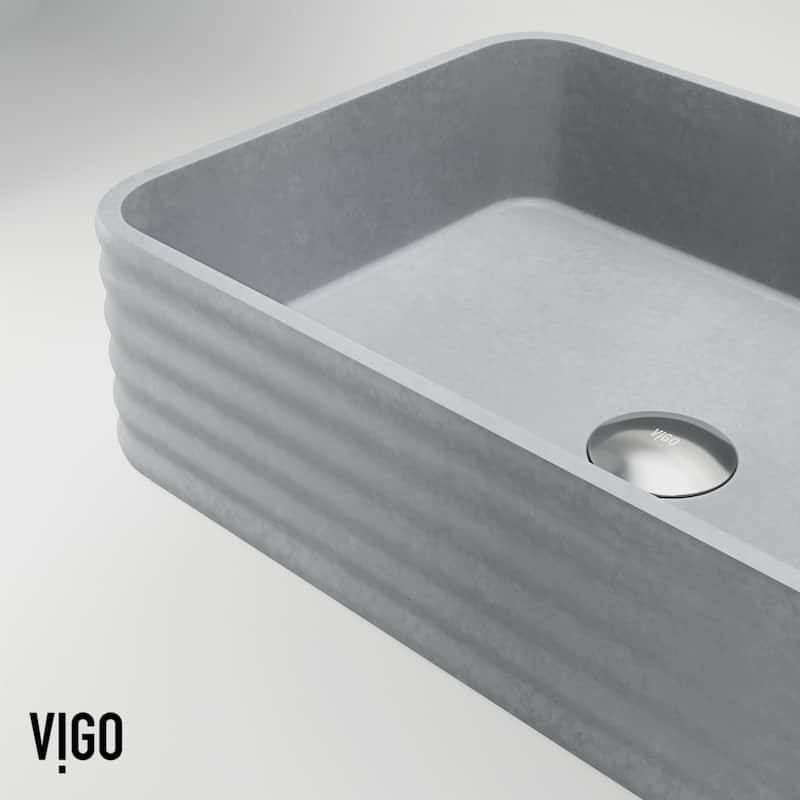 VIGO Cadman 18"L x 13"W Concrete Vessel Sink and Lexington 10"H Faucet Set