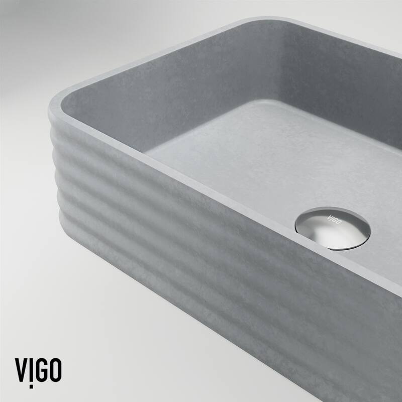 VIGO Cadman 18"L x 13"W x 5"H Concreto Stone Rectangular Bathroom Vessel Sink