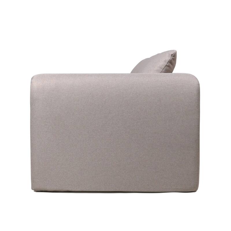 Ely Three-Seater Sofa Upholstered in Linen with Iron Frame and Removable Cushions