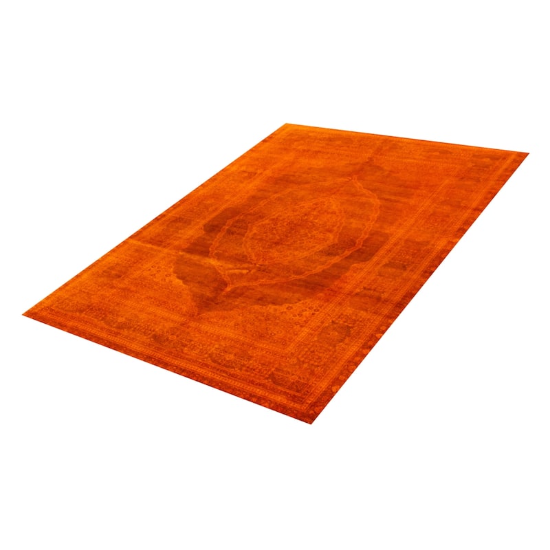 ECARPETGALLERY Hand-knotted Vibrance Orange Wool Rug - 6'1 x 8'9