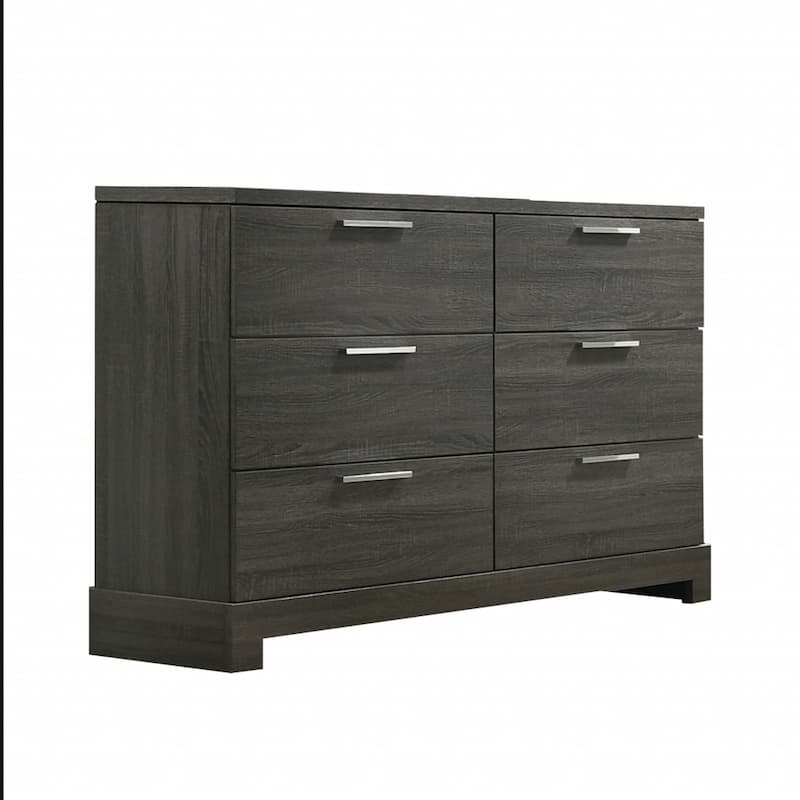 HomeRoots 59" Gray Solid and Manufactured Wood Six Drawer Double Dresser
