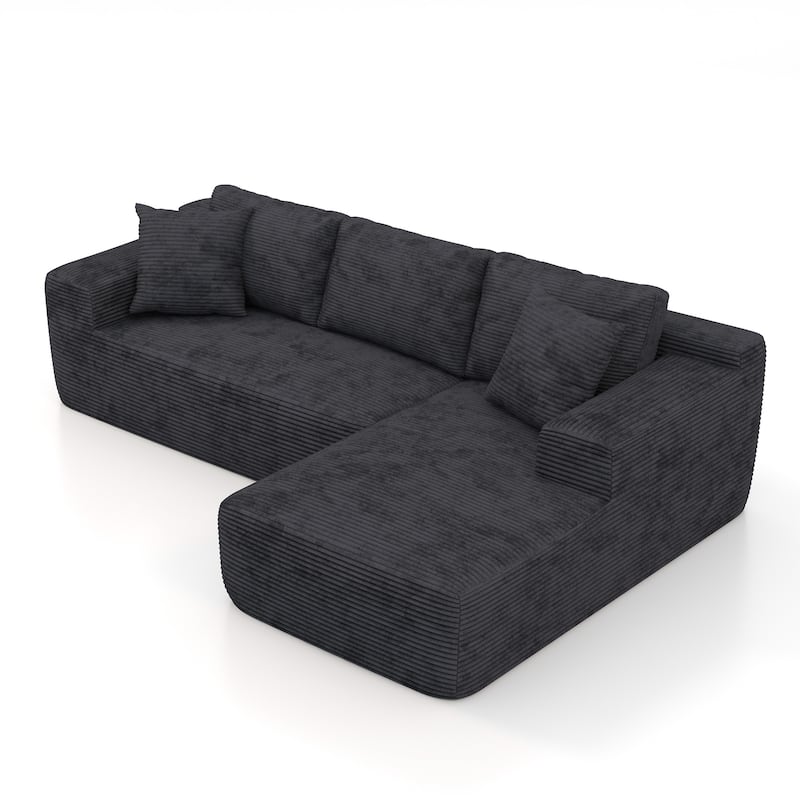 Corduroy L-Shaped Sofa Modular Movable Applicable Living Room Furniture Sets