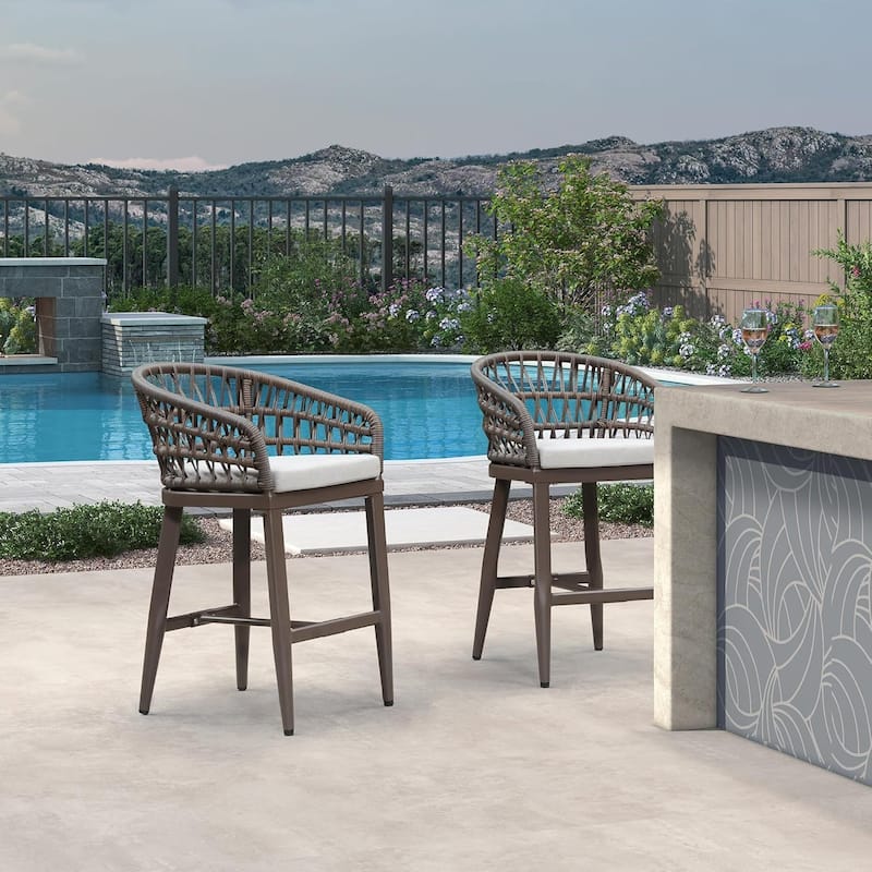 PURPLE LEAF Outdoor Dining Chairs Set of 2 Patio Bar Stools