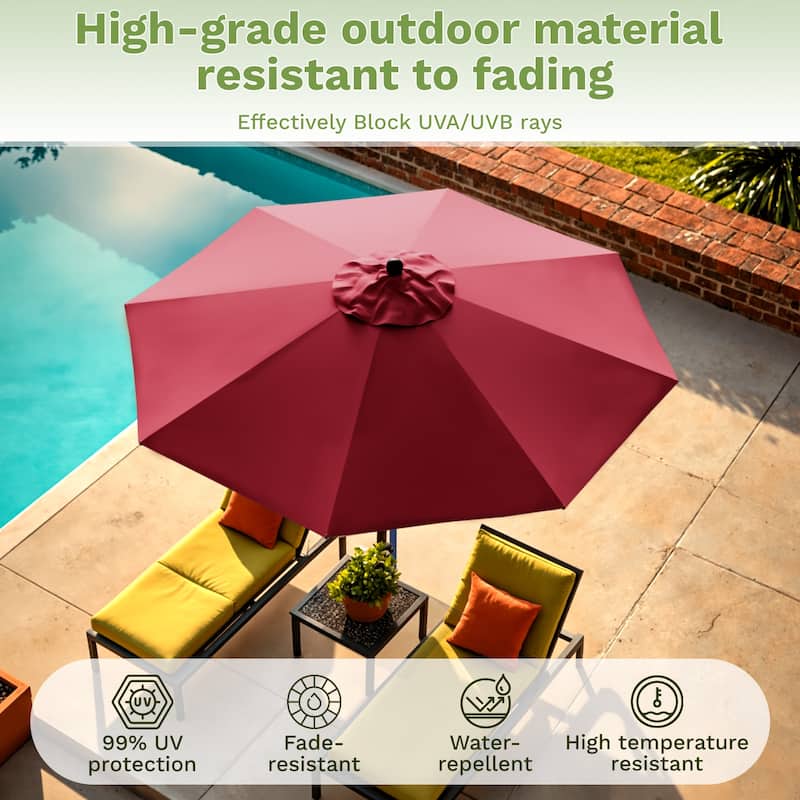 Patiowell 9FT Outdoor Electric Patio Umbrella With Base,Outdoor Table Umbrella,Yard Umbrella,One-click Start And Crank