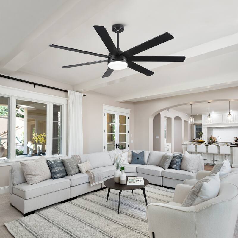 Dual-Tone Wood Blades Ceiling Fan Light with Dimmable 3-Color LED & 6-Speed Remote Control, Timer and Memory Function - Black+Brown