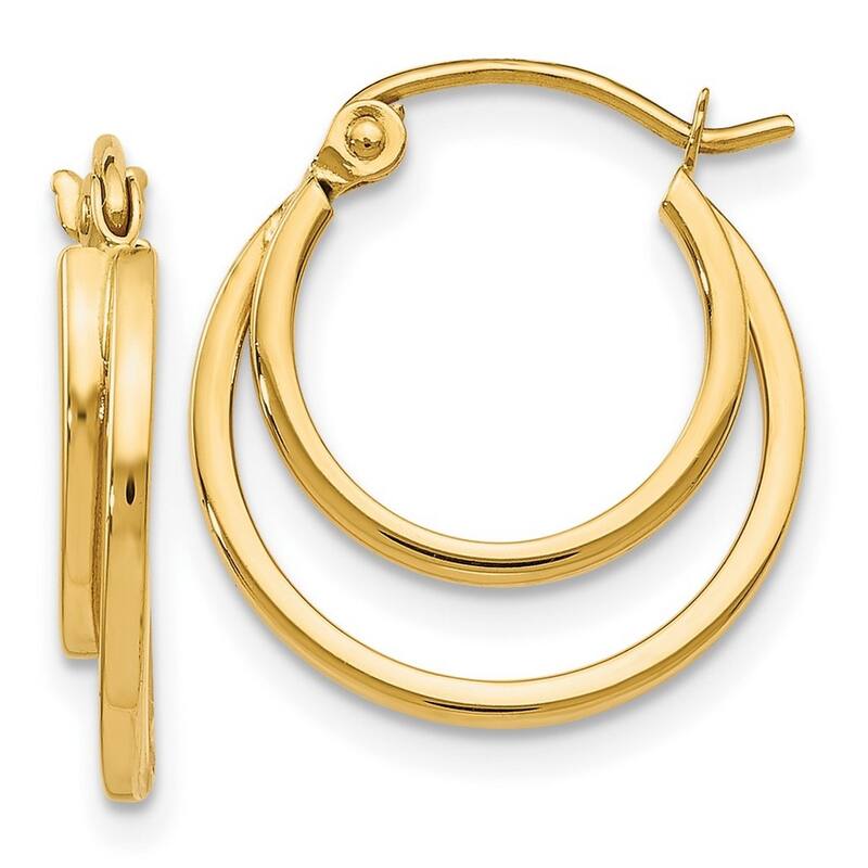 Curata 14k Yellow Gold Polished Double Hoop Earrings 4x23mm