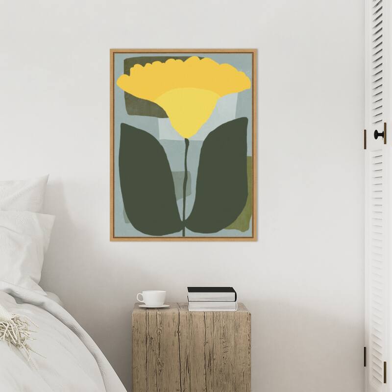 Big yellow bloom by Little Dean Framed Canvas Wall Art Print - Sylvie Maple