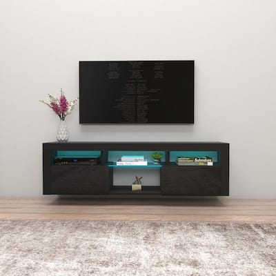 Bari 160 Wall Mounted Floating 63" TV Stand with 16 Color LEDs