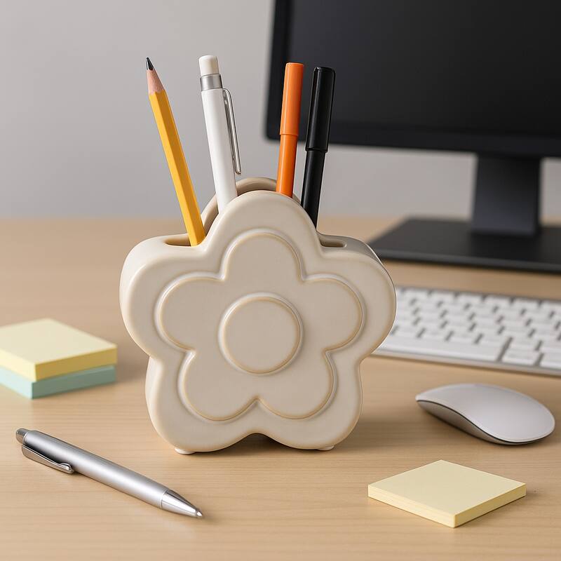 Ceramic Storage Flower Shape Modern Accent - 6"