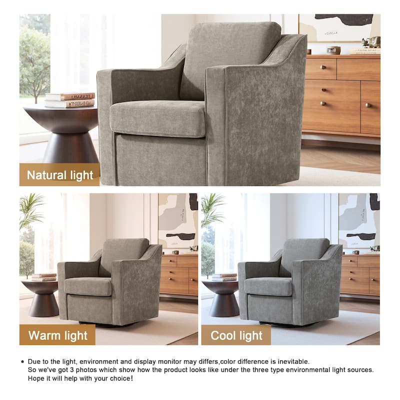 30'' W Vegan Leather/ Chenille Swivel Accent Chair
