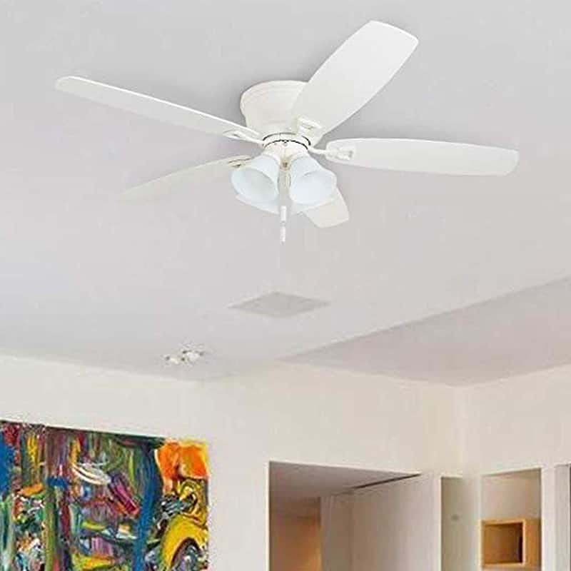 52" Honeywell Glen Alden White LED Indoor Ceiling Fan with Light & Pull Chain
