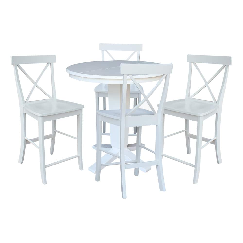 36 in Round Counter Height Extension Dining Table with 12 in Leaf and Stools