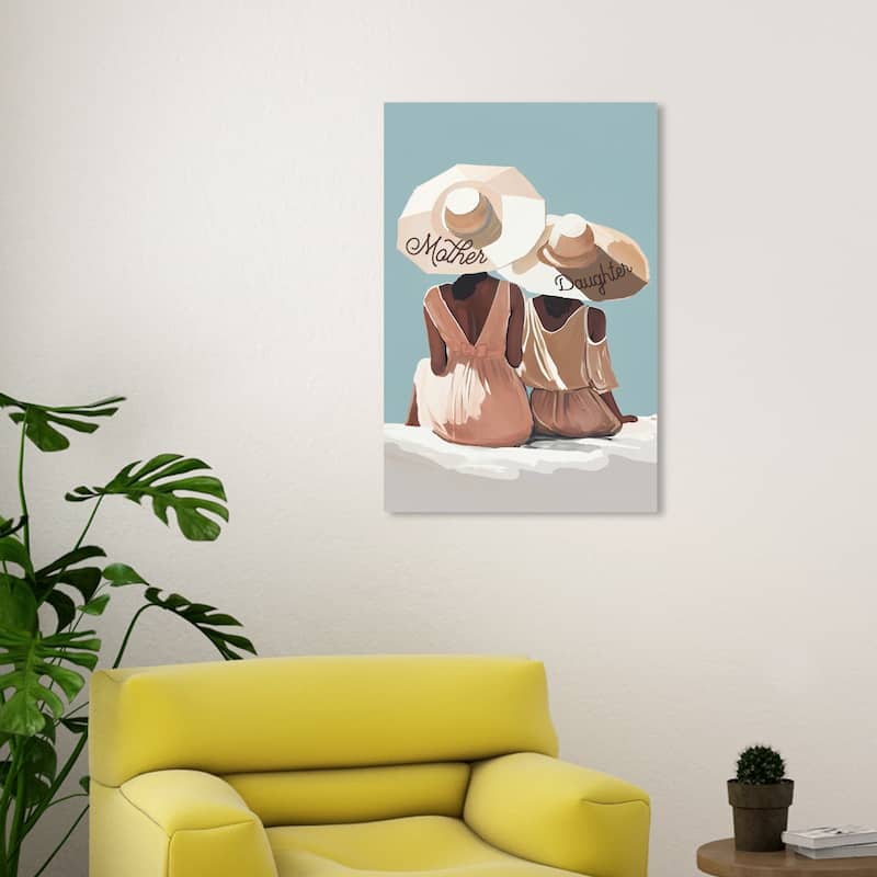 Wynwood Studio Fashion and Glam Mother and Daughter Love White and Cream White Nautical & Coastal Wall Art Canvas Print - 30 x 20