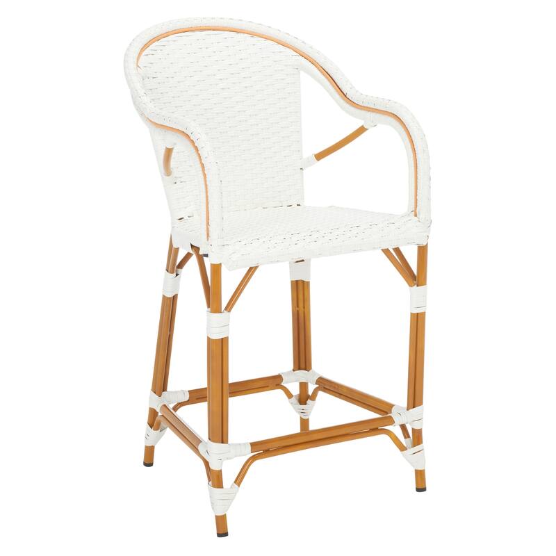 SAFAVIEH Charlize Outdoor Bistro 26-inch Counter Stool with Arms - 23Wx26Dx43H - White